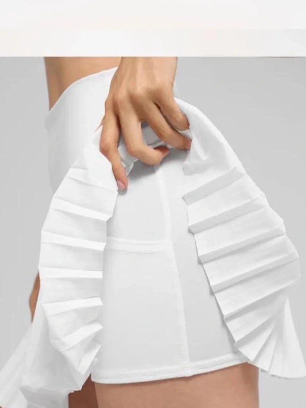 ALO Yoga White Pleated Skater Skirt